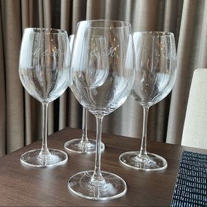 Set of 4 wine glasses personalized M&K initials etched on glasses